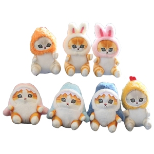 Cute Shark Cat Fried Shrimp Cat Plush Keychains Toys Doll Stuffed Animal Toys Bag Charm Decor Pendant Shark Cat Plush Key Chains