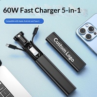 Câble de données multifonction 5-en-1 Type-C à charge rapide 60W pour Micro USB et téléphones mobiles avec charge 5A
