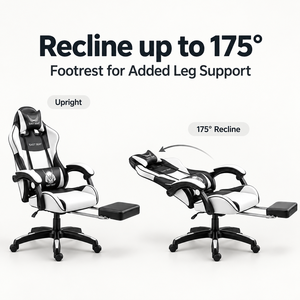 Sedia da Gaming Ergonomica in Pelle PU per Computer, Ufficio ed E-Sports con Poggiapiedi, Schienale Reclinabile e Braccioli Collegati - Product Image 3