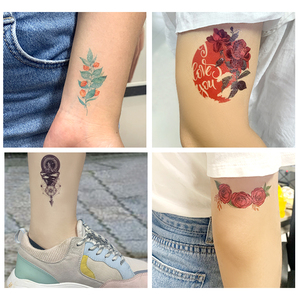 Design di moda di fabbrica colorato adesivo temporaneo per tatuaggio taglie 5 di lusso per il braccio del corpo trucco impermeabile finto tatuaggio temporaneo - Product Image 2