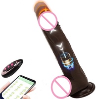 Dildo télescopique rotatif à télécommande, en silicone liquide, chauffant, stimulation du point G, clitoridienne et anale pour femmes