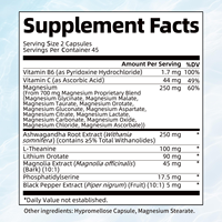 Suplemento de Magnesio 90 Cápsulas L-Teanina Ashwagandha Apoyo para el Estrés y el Sueño Suplemento Herbal 2 Cápsulas por Porción 24 Meses