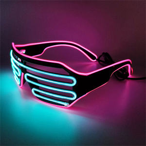 Venta al por mayor Light Up Flashing Shutter Neon Rave Gafas El Wire LED Gafas de sol Glow <span class=keywords><strong>DJ</strong></span> Disfraces para fiesta, 80s - Product Image 5