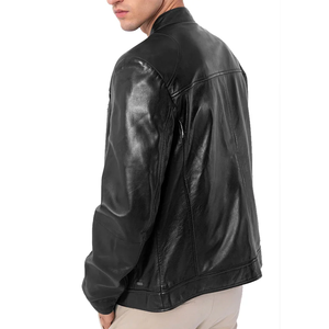 Chaqueta de Cuero para Hombre Trex Exports, Estilo Urbano, Cuello Alto, Diseño Personalizado de Invierno, Servicio ODM, Botón Único, Algodón - Product Image 3