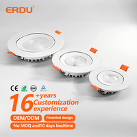 Spot LED encastré moderne en plastique léger ERDU, 3W/5W/7W, angle de faisceau 120°, pour maison, bureau, salon