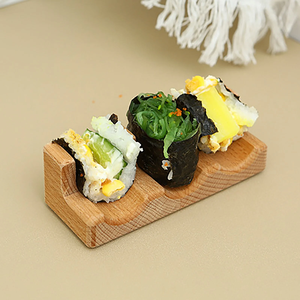Support à Sushi et Tacos : Plateau en Bois en Forme de U pour Sashimi, Support à Rouleaux de Sushi à 3 Compartiments pour <span class=keywords><strong>Cuisine</strong></span>, Plateau de Service Original Marron Clair - Product Image 2