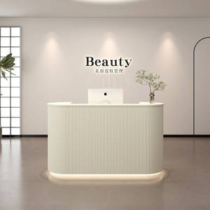 Bancone Reception di Lusso <span class=keywords><strong>per</strong></span> Salone di Bellezza, Personalizzabile, in Legno, Moderno, Piccolo, Bianco, di Alta Qualità - Product Image 3