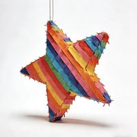 Bunte Einweg-Pentagramm-Piñata aus Papier für Kindergeburtstage, Partydekoration, Mehrspieler-Spielrequisiten, Neujahr, Halloween