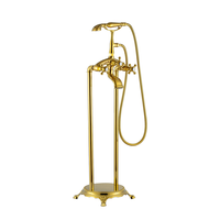 Robinet de baignoire autoportant en titane doré, style rétro, avec mitigeur douche pour baignoire