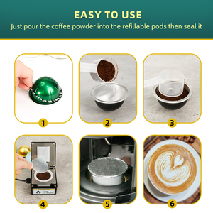50pcs Refillable Espresso Pods Tương thích với Nespresso vertuoline Máy tái sử dụng viên nang cà phê Refill Kit - Product Image 5