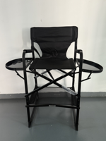 Chaise de maquillage en alliage d'aluminium, portable, pliable, multifonctionnelle, chaise de coiffure, chaise de réalisateur d'extérieur à dossier haut noir
