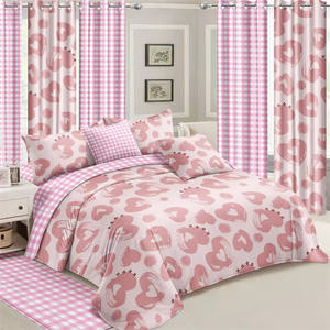 厂家直销批发在线花卉印花6 pc 1卧室床床单毯子盖窗帘床上用品套装 - Product Image 2