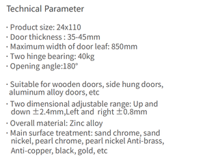 40kg Hinge Office Door Hidden 24x110mm 3d Adjustable Concealed Bld-g110 180 Degree Opening Full Visibility and Accessibility - Product Image 6