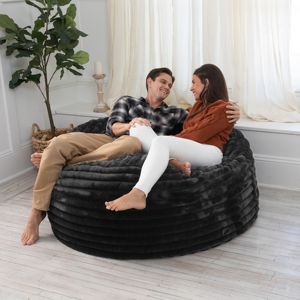 DB Jaxx Saxx 5 pieds style traditionnel pouf confortable Mondo fourrure avec housse amovible noir - Product Image 2