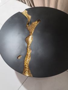 Tavolino da Caffè Rotondo in Legno Dorato di Lusso per <span class=keywords><strong>Arredamento</strong></span> Soggiorno - Product Image 5