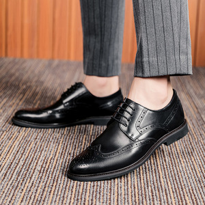 <b>Brown</b> Leather Round Toe <b>Lace</b>-Up <b>Boots</b> With Cushioned Insole Rubber Outsole All Seasons Wear Drop shipping - Product Image 4