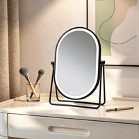 Professional LED Vanity Mirror 3 Color Modes Dimmable Touch Control Metal+Glass Oval Shape Magnifying Feature Personalized
