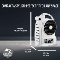 Mini ventilateur portable de 5 pouces avec fonction radio, lumière LED et moteur 6V, ventilateur de bureau avec fonction oscillante pour la maison et la voiture