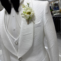 Nouveau costume élégant pour homme, coupe ajustée, couleur unie, veste, gilet et pantalon, 3 pièces, col châle, ensemble de mariage pour gentleman.