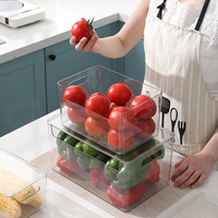 Groothandel Transparante Koelkast Voedselbewaarbox met Deksel Luchtdichte Plastic Keuken Pantry Organizer Bakken