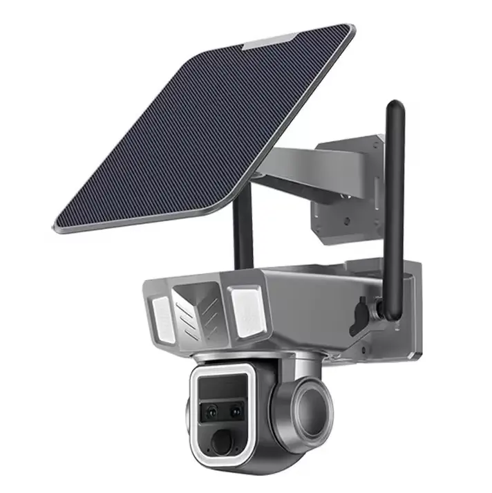 Obiettivo WiFi doppio 4MP Zoom impermeabile AI Auto umana ad alta definizione telecamera solare di sicurezza all'aperto prezzo di fabbrica
