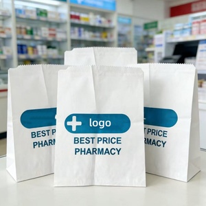 Sacs en papier kraft biodégradables personnalisés, écologiques et recyclables <span class=keywords><strong>pour</strong></span> pharmacies, ordonnances et médicaments – Vente en gros - Product Image 2