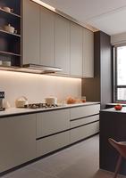 Armoire de cuisine murale moderne en chêne modulaire automatique luxueuse avec placard de rangement et garantie de 5 ans