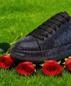 Zapatillas deportivas de plataforma con diamantes para mujer, blancas, negras, rosas - zapatillas deportivas casuales brillantes para mujer con pedrería - Product Image 6