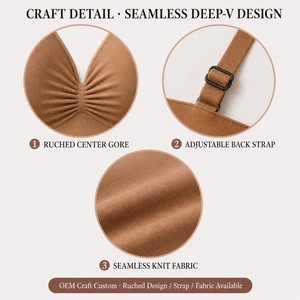 Seamless Wireless Plus Size Push up <strong>Bra</strong> Deep V Neckline Adjustable Straps Invisible Backless <strong>Bra</strong> <strong>Pull</strong> <strong>on</strong> Wire Free comfort - Product Image 2