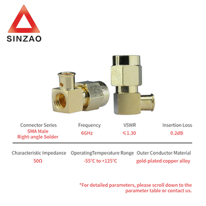 מחבר RF מסוג Wayiii <span class=keywords><strong>SMA</strong></span>-JWB3-1, זכר <span class=keywords><strong>SMA</strong></span> בזווית ישרה, תואם לכבל RG402/UT141, 6GHz - Product Image 5