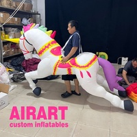 Prix de gros costume de cheval de danse gonflable, marionnette de cheval colorée gonflable pour l'heure du spectacle adulte