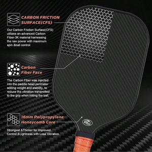 Pala de Pickleball Profesional T700 3K de Fibra de Carbono Cruda con Núcleo de Panal de Abeja de 16mm, Personalizada, Aprobada por la USAPA para Torneos, Potencia y Precisión - Product Image 6