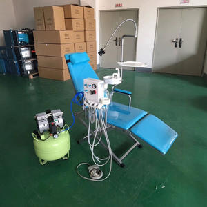 Sillón Dental Portátil con Escupidera Integrada, Diseño Plegable Azul Eléctrico para Uso Doméstico - Product Image 3