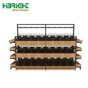 Customized Wooden Display Red Wine Shelving Supermarket Fruit Vegetable <b>Shelves</b> Display Stand <b>Rack</b> - Product Image 3