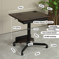 Bureau debout réglable en hauteur à gaz pneumatique Ada Smart Office Table de bureau rabattable à 60 angles avec grand tiroir de rangement