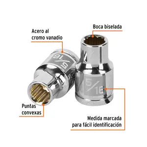 บ็อกซ์ 6 ชิ้น ประแจบล็อก 12 จุด ขนาด 5/16 นิ้ว ขับเคลื่อน 3/8 นิ้ว ยี่ห้อ TRUPER - Product Image 2