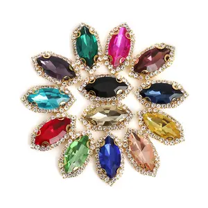 Silver Claw Rhinestones Setting Supplier Horse Eye Shape Sew On Glass Crystal Stone for Applique