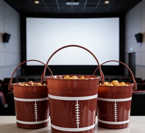 Seau en plastique réutilisable de 32 oz avec poignée, thème football américain, pour fêtes de tailgating, glace, vin, snacks, bière et boissons - Product Image 2