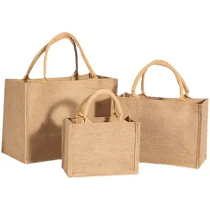 Sacola Tote de Juta e Linho em Branco Personalizável com Logotipo em Vários Tamanhos para Compras e Praia - Product Image 4