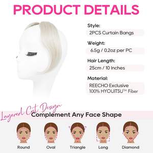 <span class=keywords><strong>Flequillo</strong></span> <span class=keywords><strong>Postizo</strong></span> con Clip para el Cabello, 2 Piezas, <span class=keywords><strong>Flequillo</strong></span> Clásico para Rostro, <span class=keywords><strong>Flequillo</strong></span> Falso para Mujer, Uso Diario, Color Sólido Platino - Product Image 2