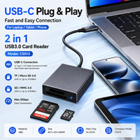Lector de tarjetas USB 3,0 tipo C SD TF 312MB/s UHS-II, lector de alta velocidad, plástico ABS, portátil, para cámara, portátil, MacBook