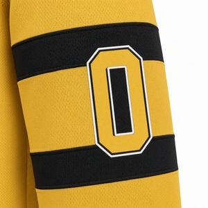 Maillot de hockey sur glace jaune de qualité supérieure pour homme, manches longues, col en V, respirant, en polyester, imprimé par sublimation, vêtements de sport pour adulte - Product Image 3