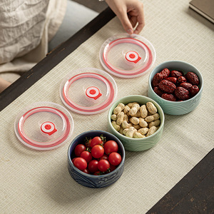 Bol de conservation alimentaire hermétique en céramique, rond, avec couvercle à clipser, pour fruits secs, noix, en-cas, utilisation pour les fêtes - Product Image 1