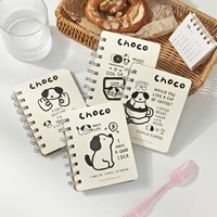 Carnet à spirale A7 72 x 105 mm, 100 feuilles lignées, couverture en carton 250 g/m², motif chien mignon, pour étudiants et cadeaux