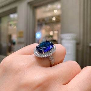Vintage Eco-friendly Copper Imitation Blue Glass Zircon Couples CZ Women Fine <b>Finger</b> <b>Rings</b> for Premium Couple Jewelry - Product Image 5