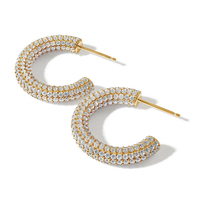 Pendientes de Aro en Forma de C de Gemnel, Chapados en Oro Real Turco de 14k, Plata 925, Joyería Delicada con Circonita Cúbica, para Boda