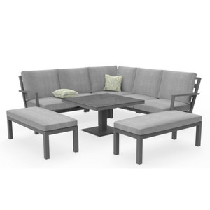 Juego de comedor de metal para exteriores, patio, sofá de conversación con mesa de altura ajustable, muebles de jardín, <span class=keywords><strong>grupo</strong></span> de asientos de hotel - Product Image 4