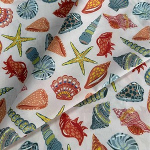 Popelina 100% Algodón 60S de Alta Densidad |   Tela para Ropa de Estar en Casa para Niños y Mujeres con Estampado de Conchas Marinas - Product Image 5