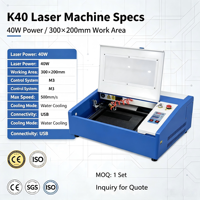 Machine de gravure laser CO2 de bureau 3020, petite machine laser avec système de refroidissement par eau pour acrylique, bois, MDF, cuir