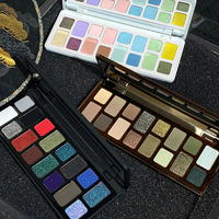 Nouvelle palette de fards à paupières 16 couleurs, jeu de couleurs captivant et éblouissant, tons bleu-vert terre, finition gris-rose